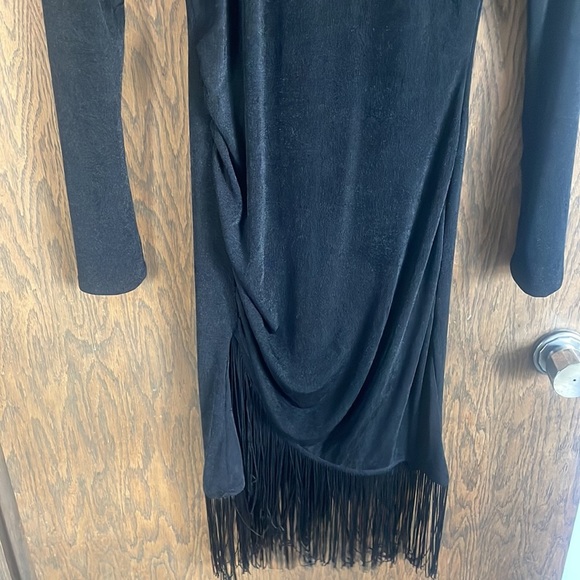 Lulu’s Out For the Evening Black Fringe Long Sleeve Bodycon Dress - Picture 5 of 8